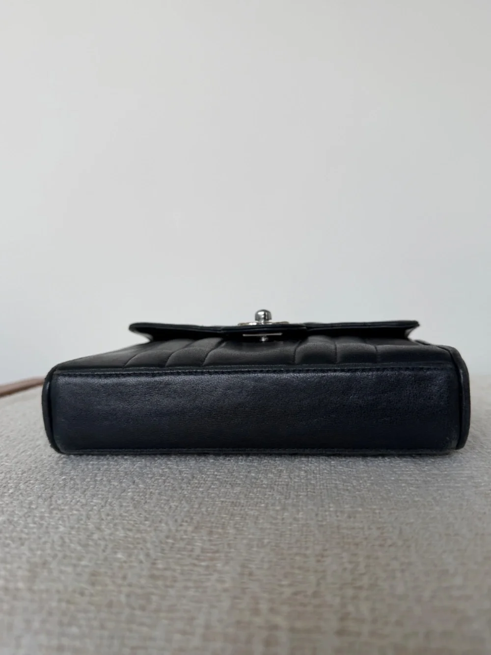Chanel Mini Square Black Leather Crossbody Bag Vintage Rare